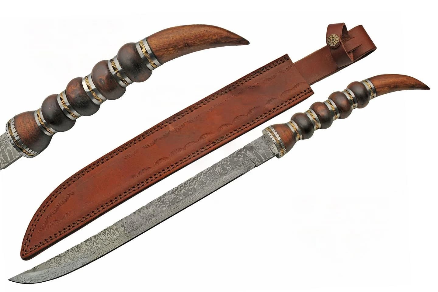 Handmade Ringed Tail Damascus Steel Short Sword