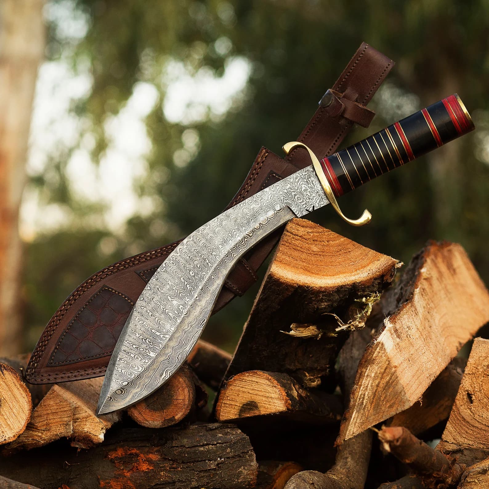 Handmade Damascus Steel Kukri Knife